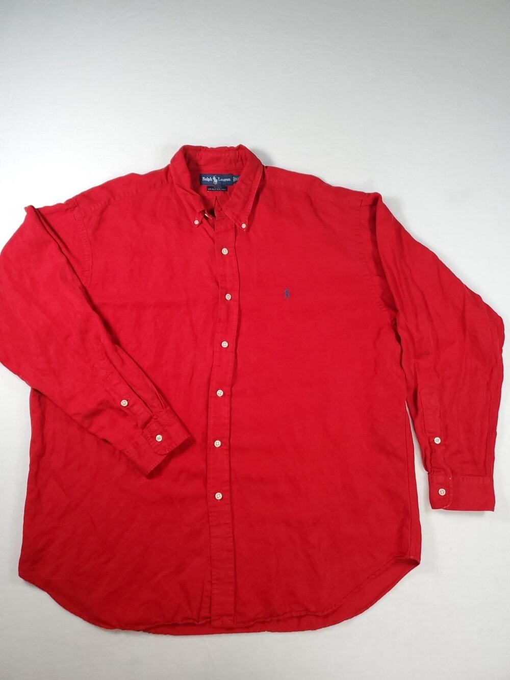 Ralph Lauren Vintage Blake Red Button Down Long Sleeve Mens XL